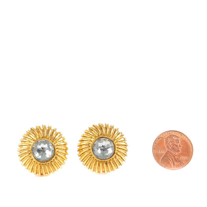 Chanel Crystal Clip On Earrings Gold 2 of 4
