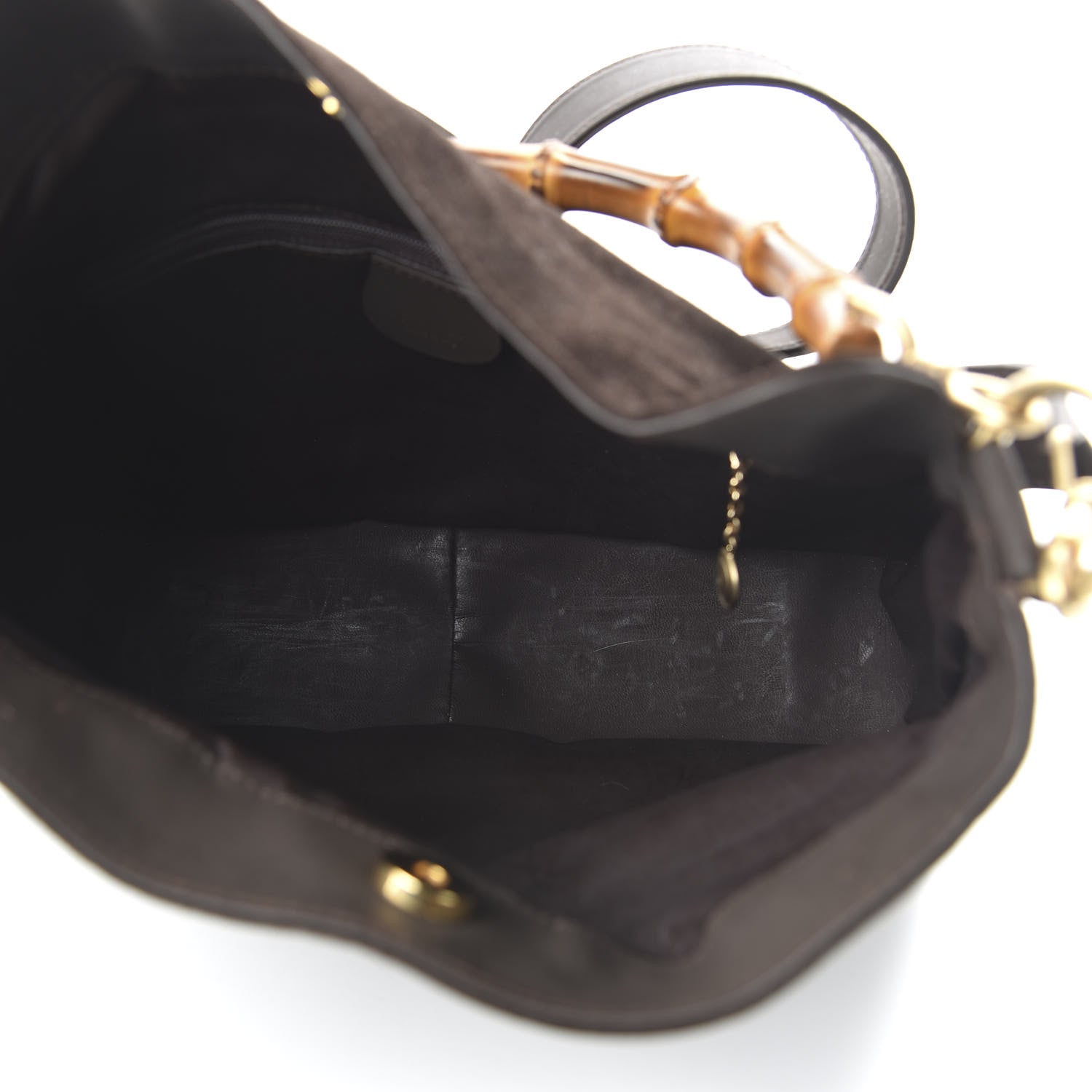 Gucci Suede Bamboo Top Handle Tote Dark Brown 5 of 10