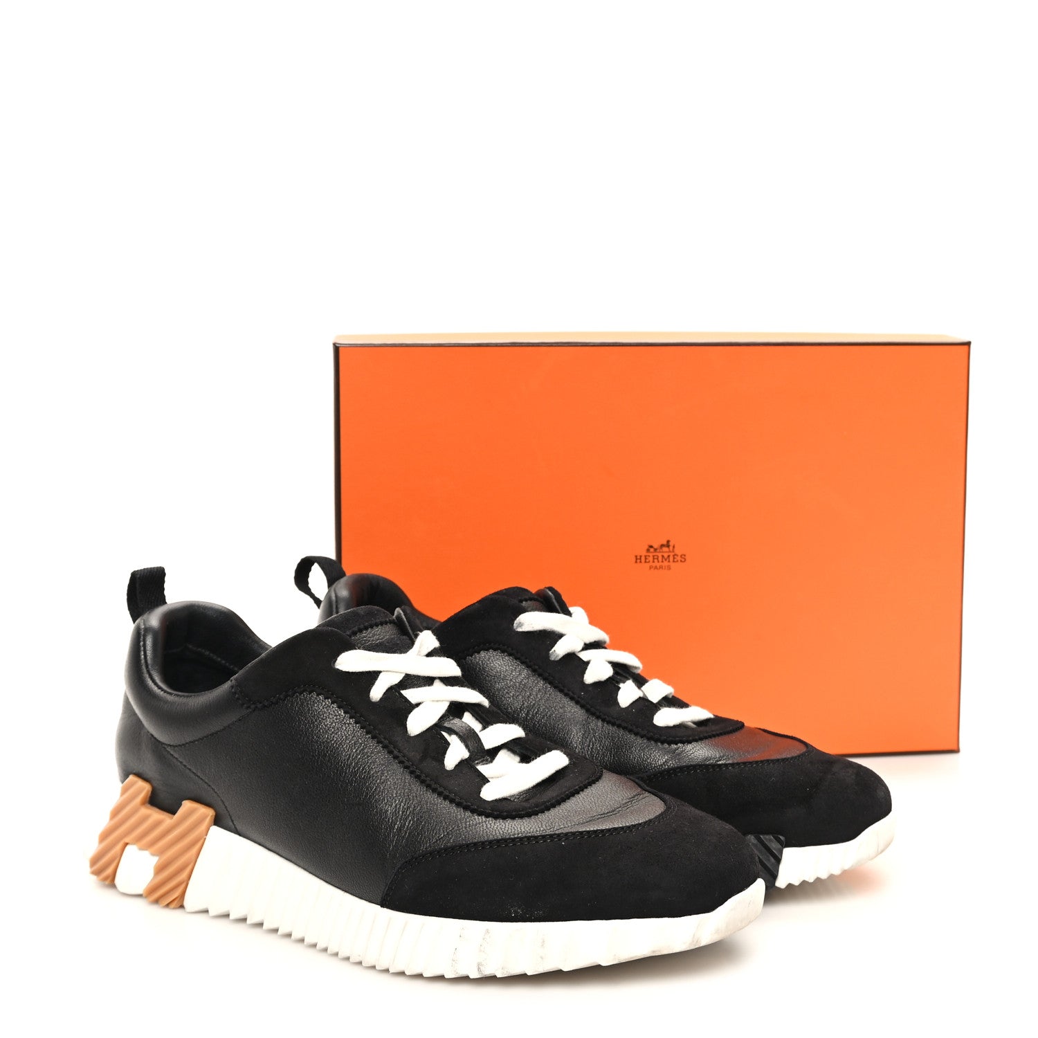 Hermes Goatskin Suede Goatskin Bouncing Sneakers 41 Black 9 of 9