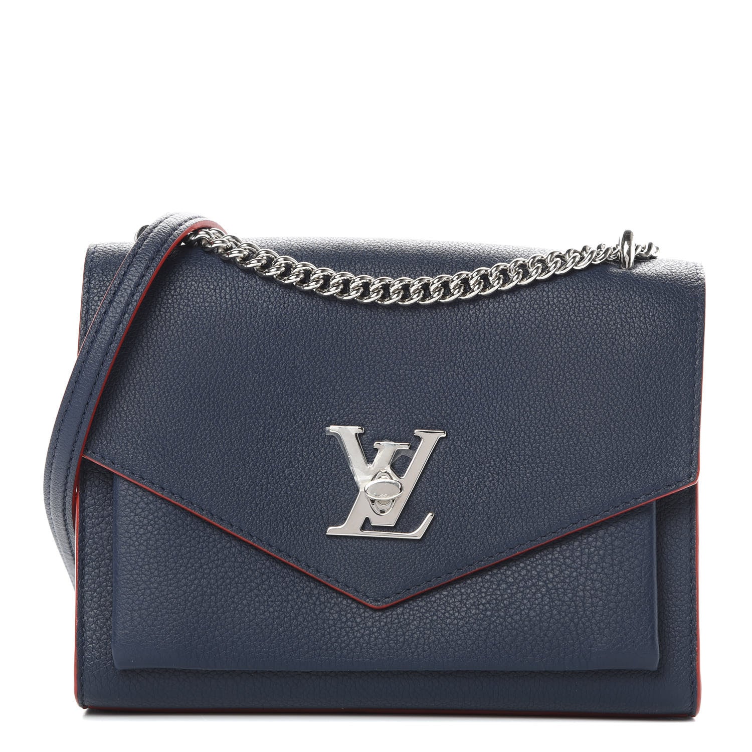 Louis Vuitton Soft Calfskin Mylockme Chain Bag BB Marine Rouge 1 of 11