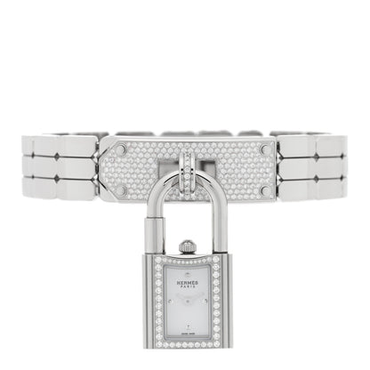 Hermes Stainless Steel Diamond Pave 16mm Kelly Quartz Watch 2 of 5