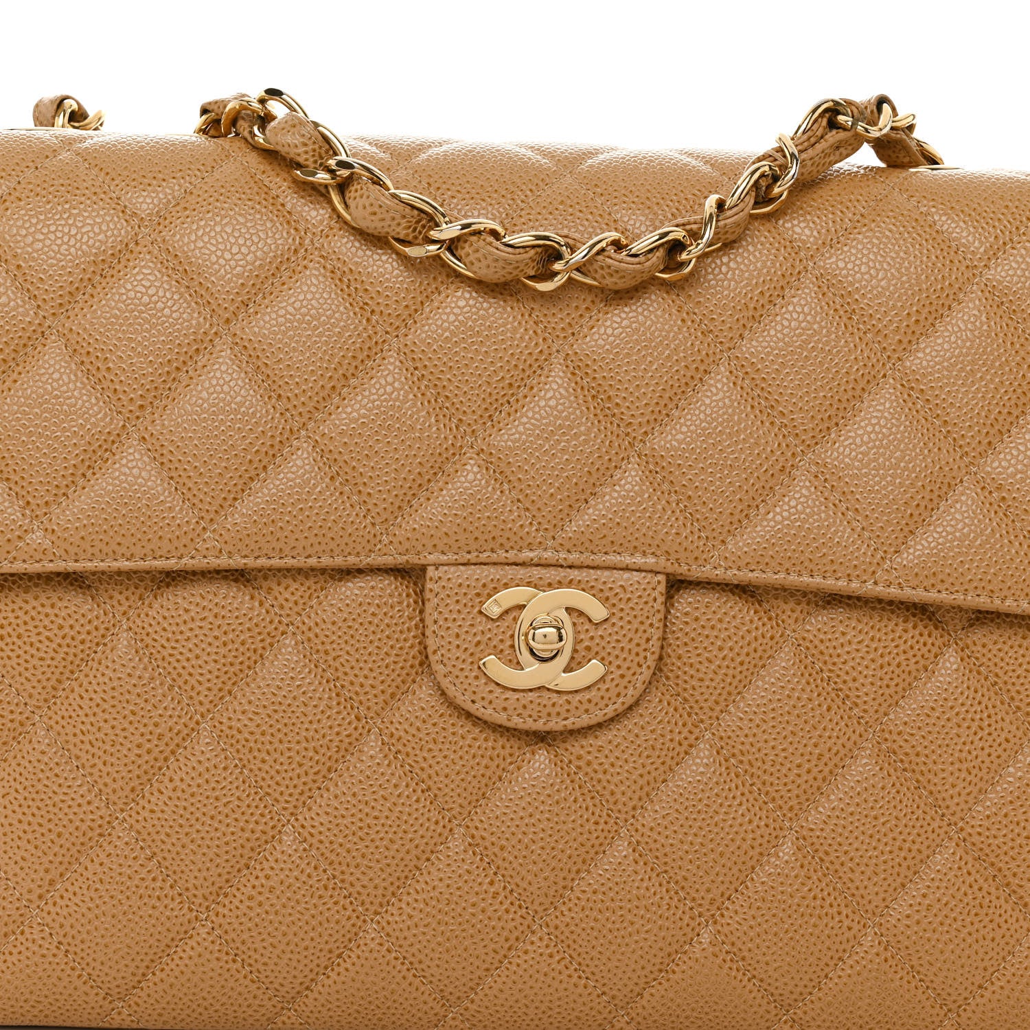 Chanel Caviar Quilted Jumbo Single Flap Beige 7 of 10