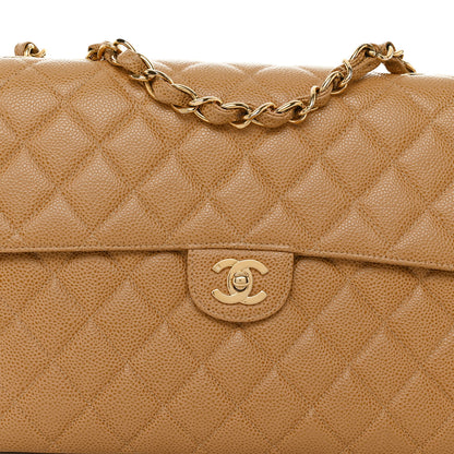 Chanel Caviar Quilted Jumbo Single Flap Beige 7 of 10