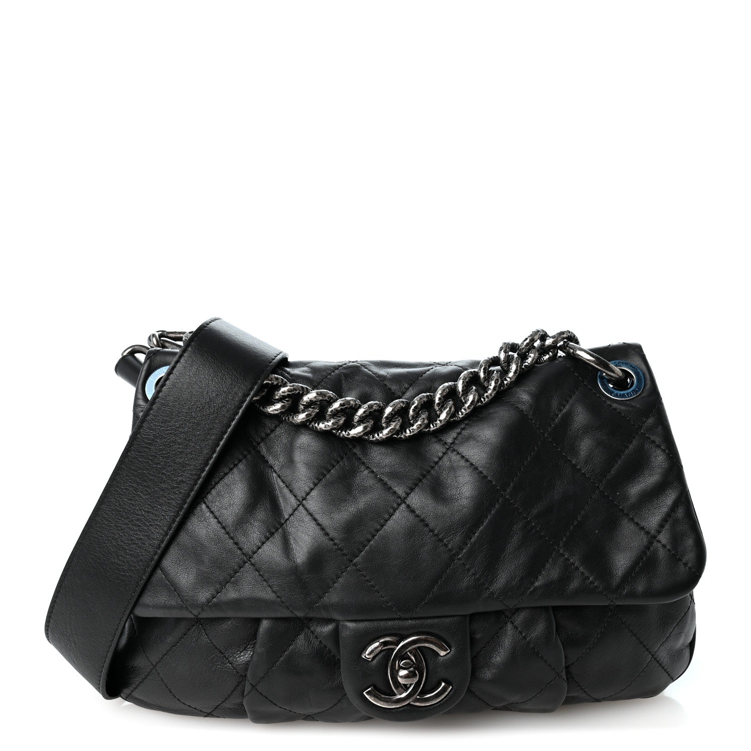 Chanel Calfskin Coco Pleats Messenger Flap Black 1 of 11