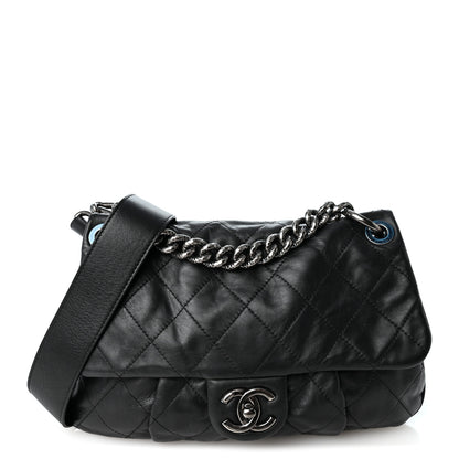 Chanel Calfskin Coco Pleats Messenger Flap Black 1 of 11