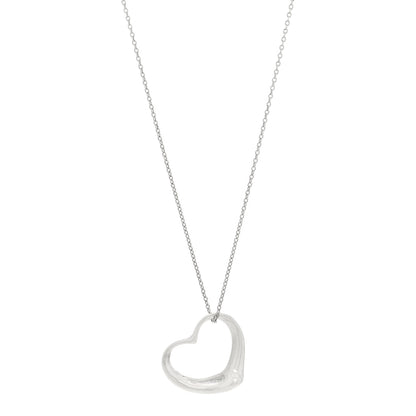 Tiffany Sterling Silver Elsa Peretti 27mm Open Heart Pendant Necklace 1 of 5