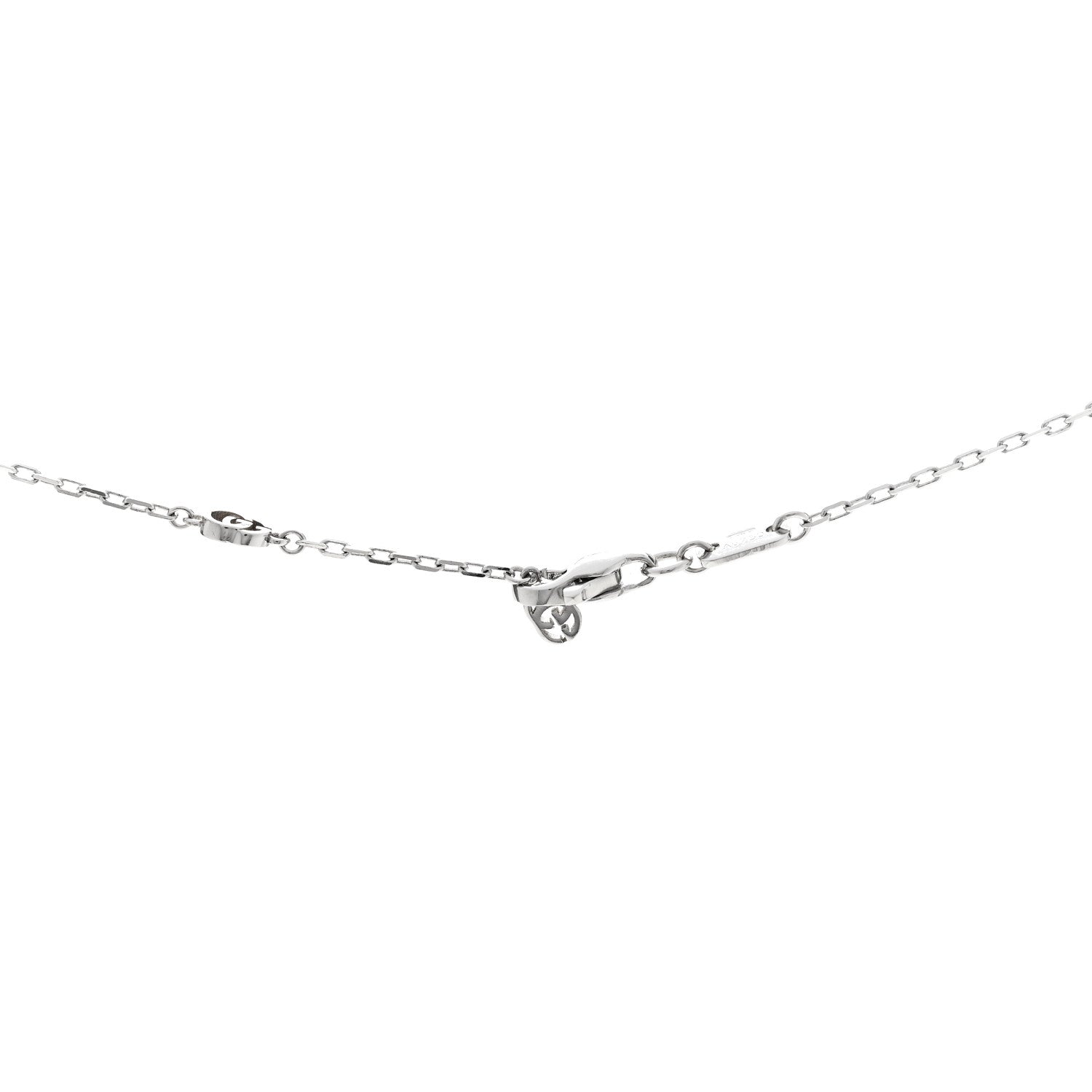 Gucci 18K White Gold Diamond Running GG Pendant Necklace 5 of 6