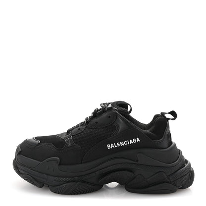 Balenciaga Fabric Mesh Womens Triple S Sneakers 37 Black 1 of 10
