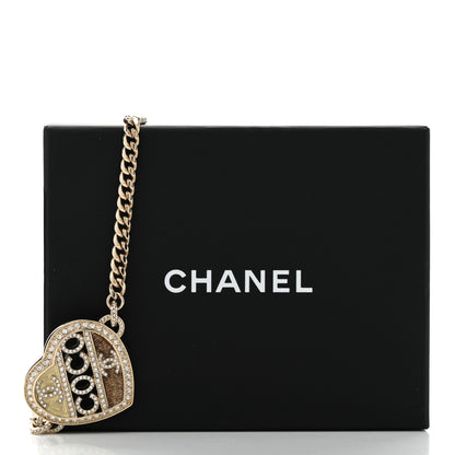 Chanel Crystal Crystal CC Coco Heart Necklace Gold 6 of 6