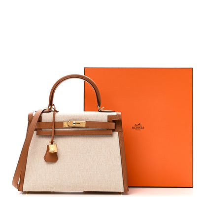 Hermes Toile H Swift Kelly Sellier 28 Ecru Gold 11 of 11
