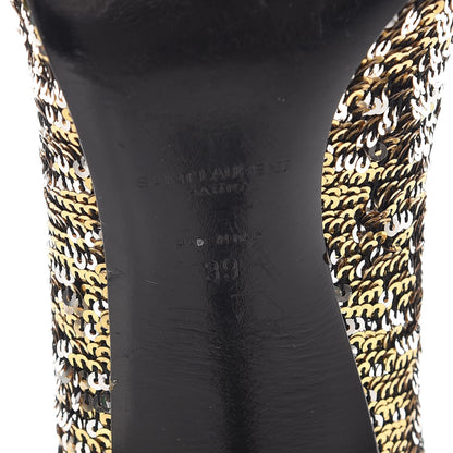 Saint Laurent Sequin Paris 80 Pumps 39 Gold Silver 8 of 16