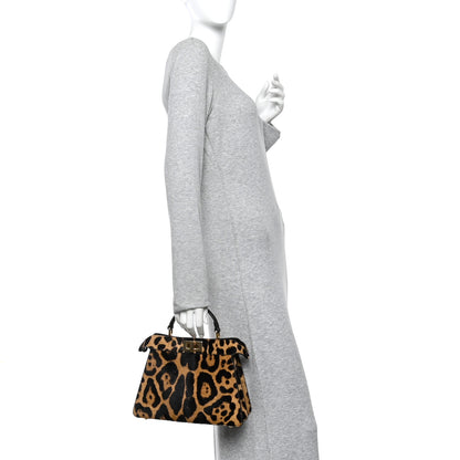 Fendi Cavallino Vitello Jaguar Print Small Peekaboo I SEE U Satchel Tobacco 2 of 9