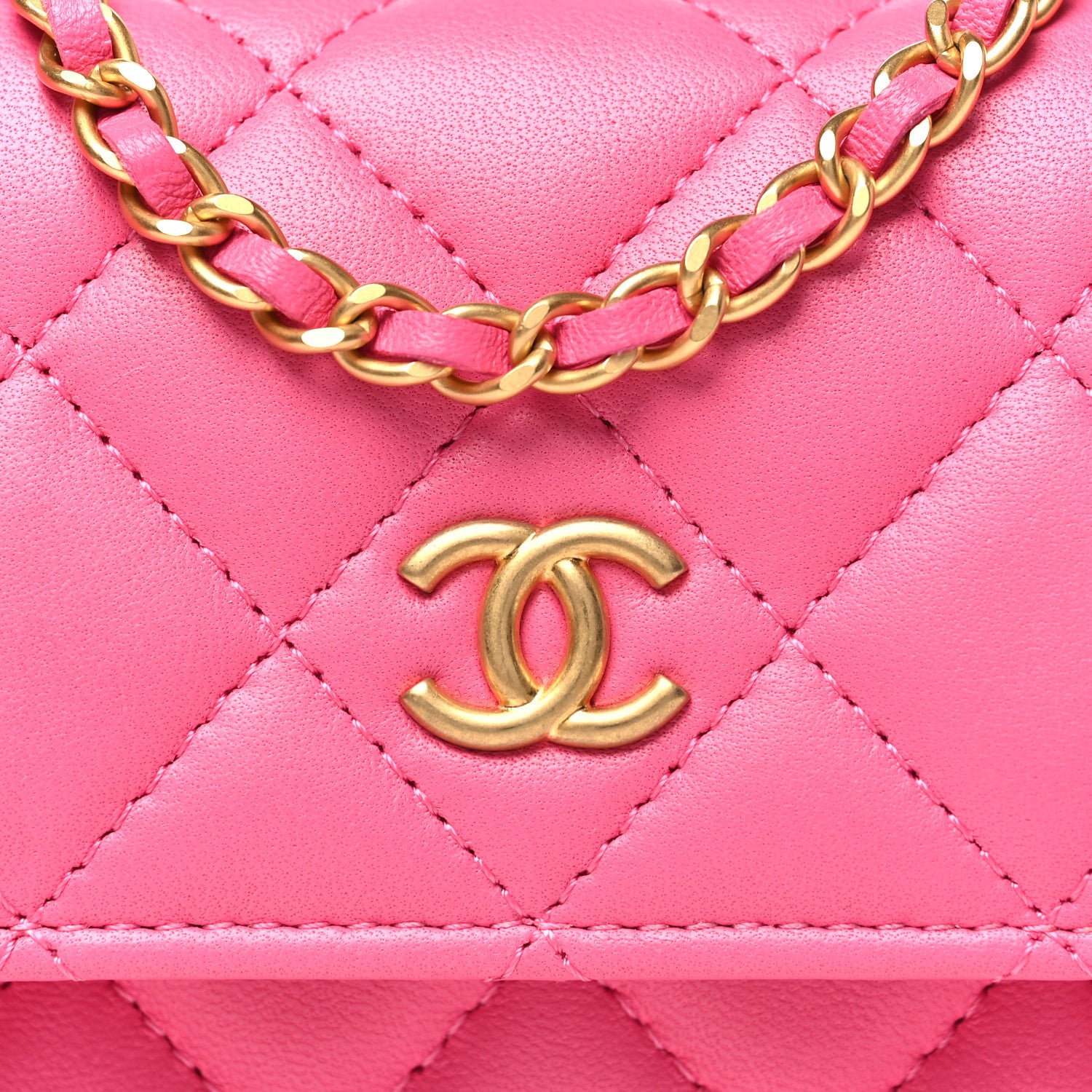 Chanel Lambskin Enamel Quilted Coco Hearts Clutch With Chain Pink 9 of 12