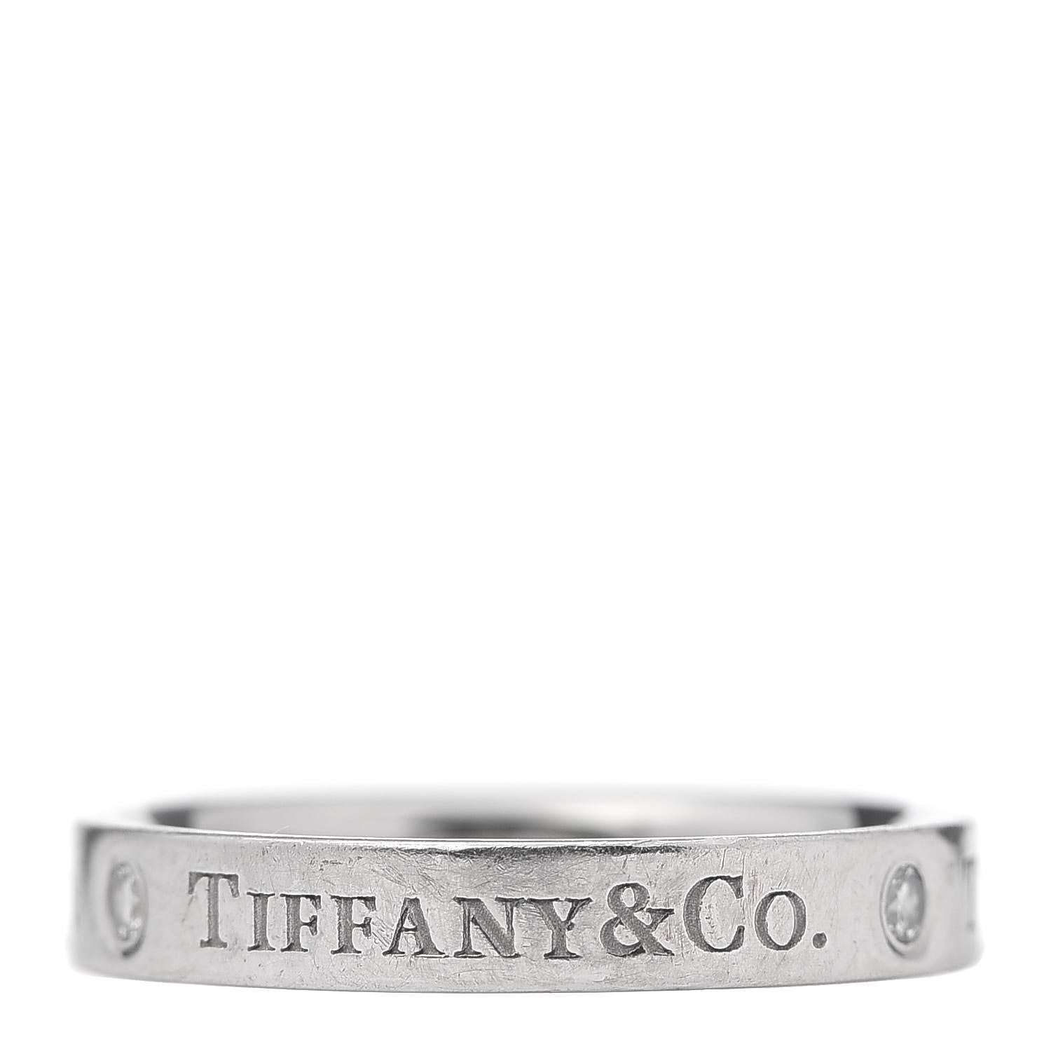 Tiffany Platinum Diamond Logo Band Ring 49 5 4 of 5