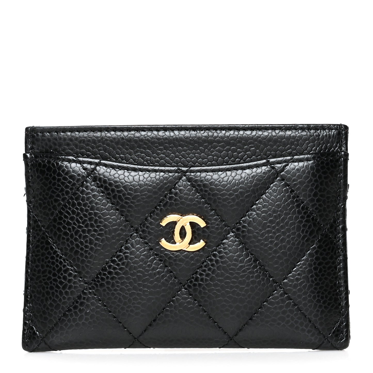 Caviar Quilted Card Holder Black