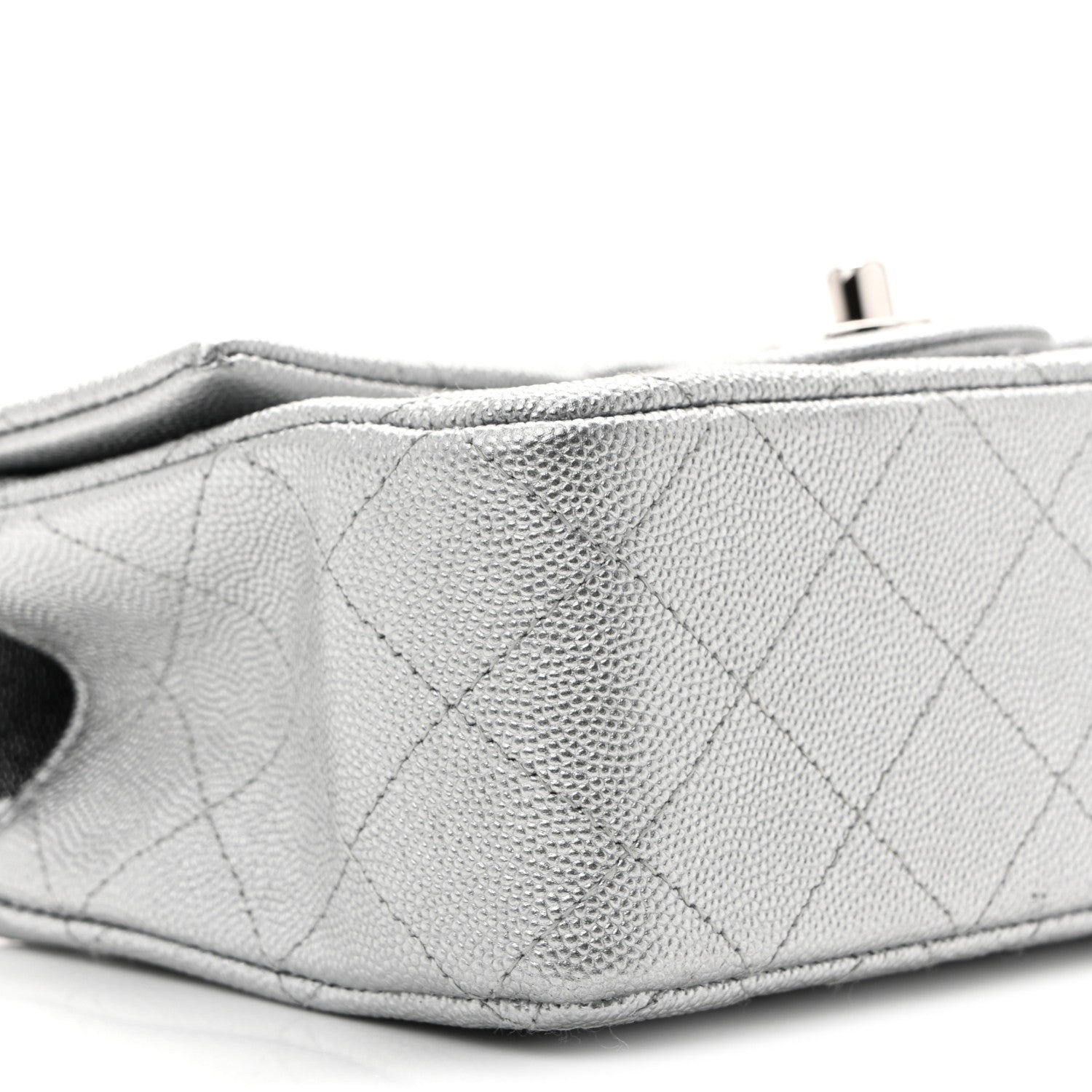 Chanel Metallic Caviar Quilted Mini Top Handle Rectangular Flap Silver 9 of 11
