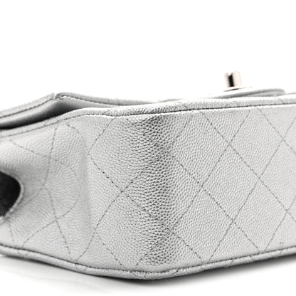 Chanel Metallic Caviar Quilted Mini Top Handle Rectangular Flap Silver 9 of 11
