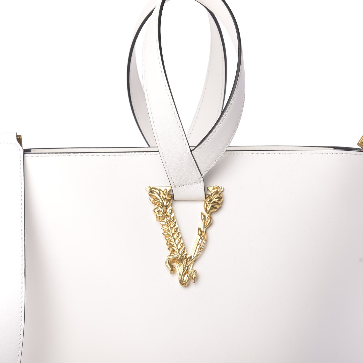 Versace Vitello Large Virtus Bucket Bag Optical White 9 of 9