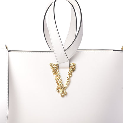 Versace Vitello Large Virtus Bucket Bag Optical White 9 of 9
