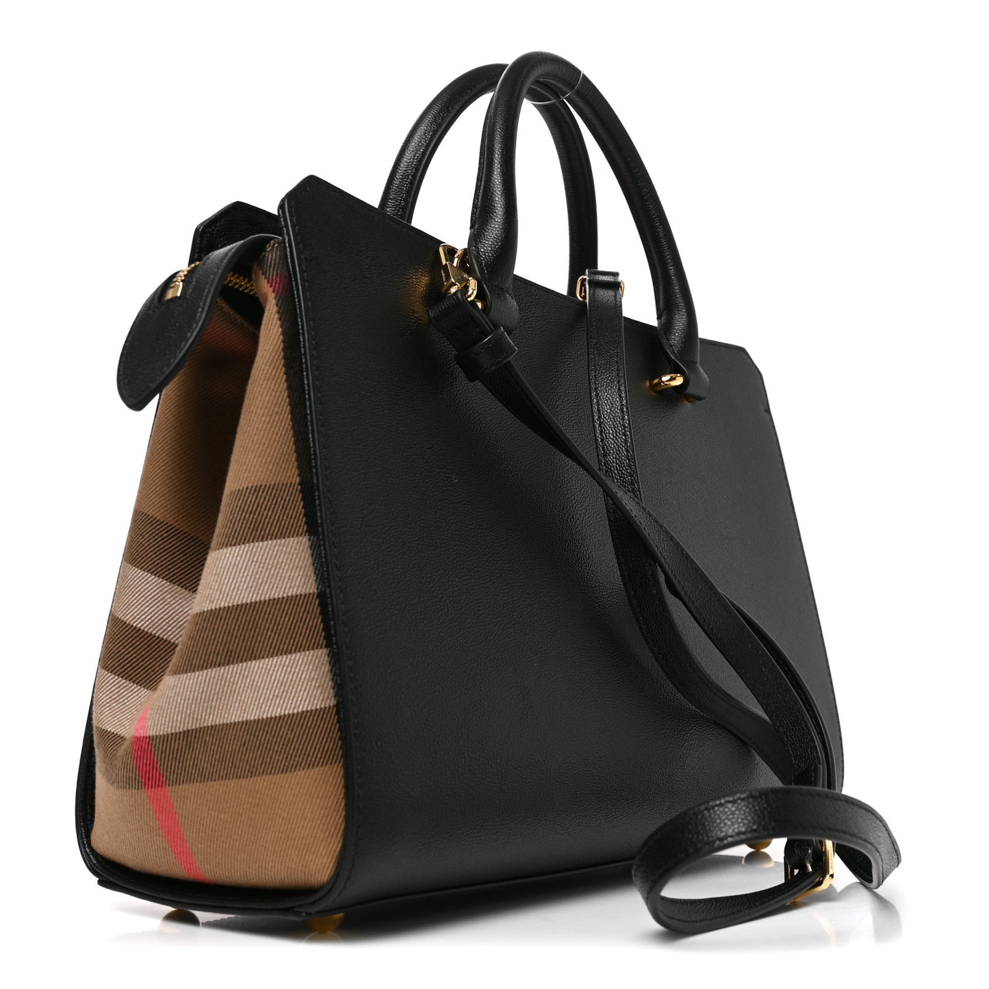 Calfskin Mega Check Small Banwell Tote Black