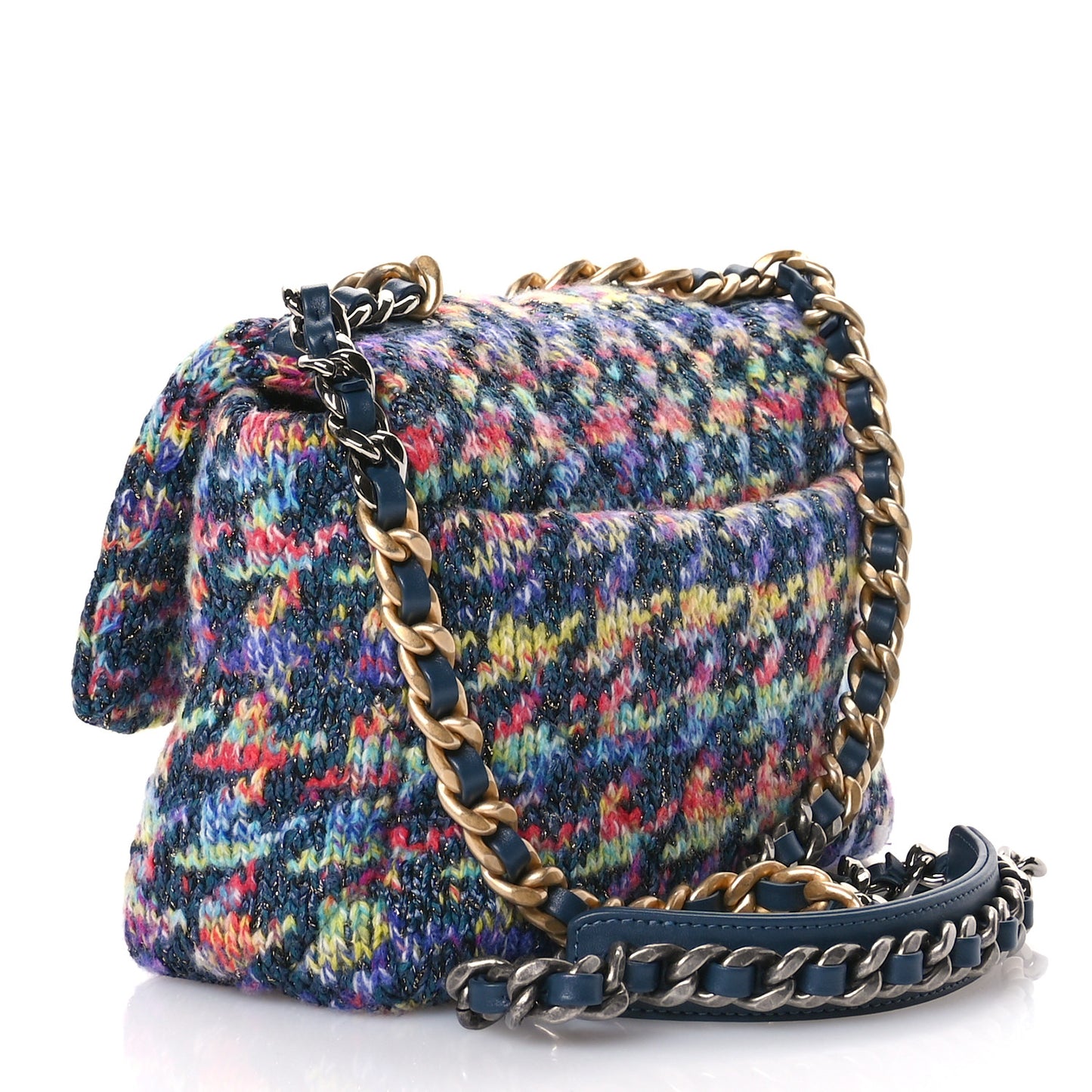 Tweed Quilted Medium Chanel 19 Flap Dark Multicolor