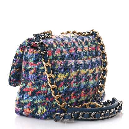 Chanel Tweed Quilted Medium Chanel 19 Flap Dark Multicolor 3 of 11