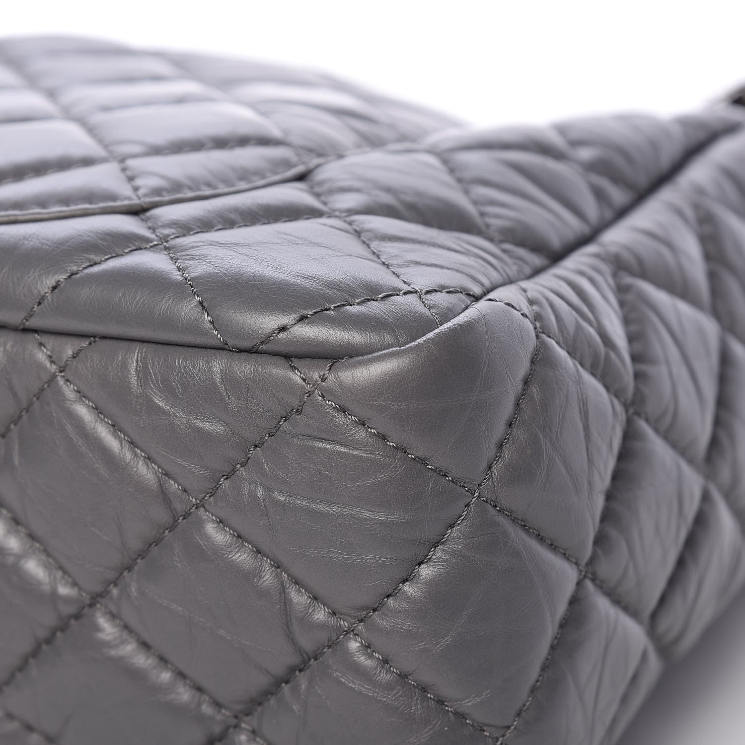 Chanel Aged Calfskin Quilted Large Reissue Camera Case Grey 12 of 20