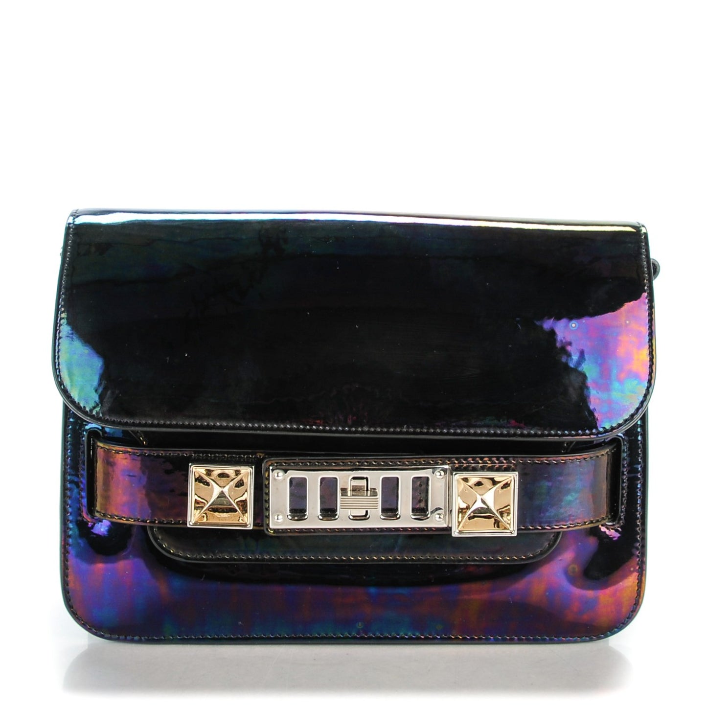 Holographic Patent Mini PS11 Classic Shoulder Bag Oil Slick