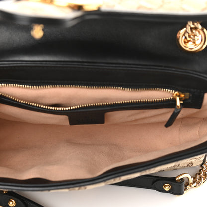 Gucci Monogram Matelasse Diagonal Small GG Marmont Shoulder Bag Beige Black 5 of 10