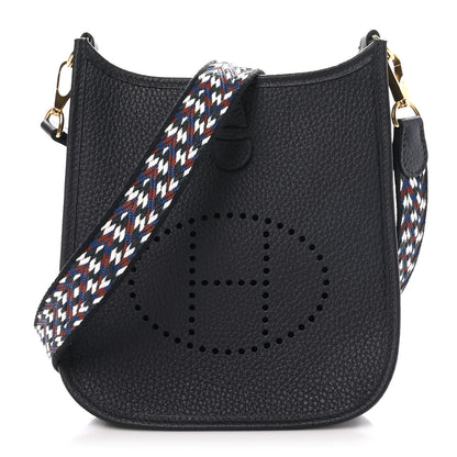 Hermes Taurillon Clemence Zigzag Evelyne TPM Caban Black Bleu Zellige Indigo 1 of 10