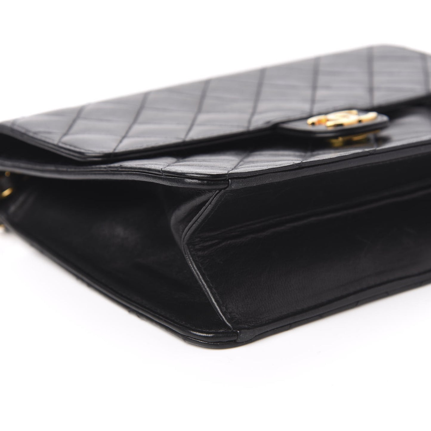 Lambskin Quilted Small Single Flap Bag Black