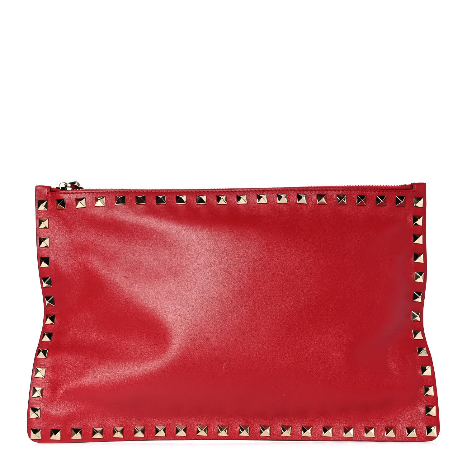 Valentino Garavani Vitello Large Rockstud Zip Pouch Red 1 of 9