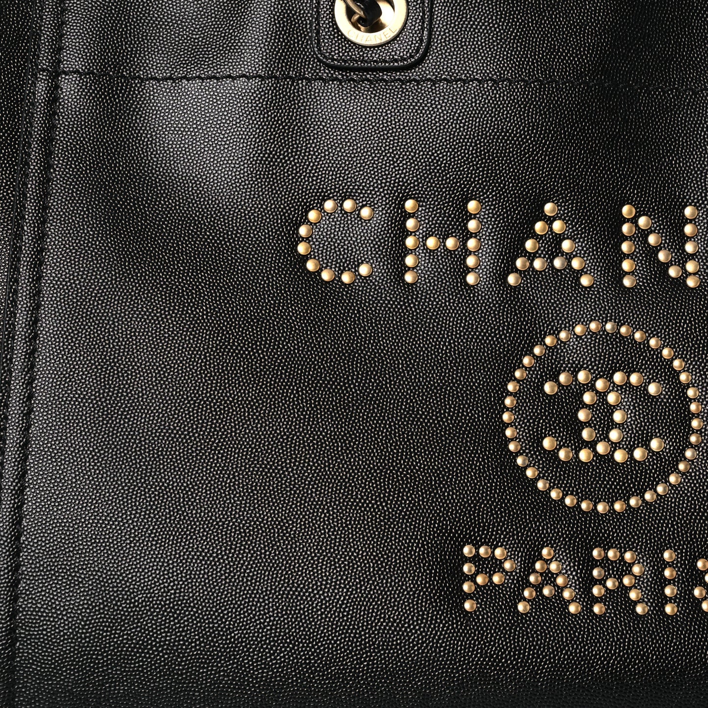 Caviar Medium Studded Deauville Tote Black