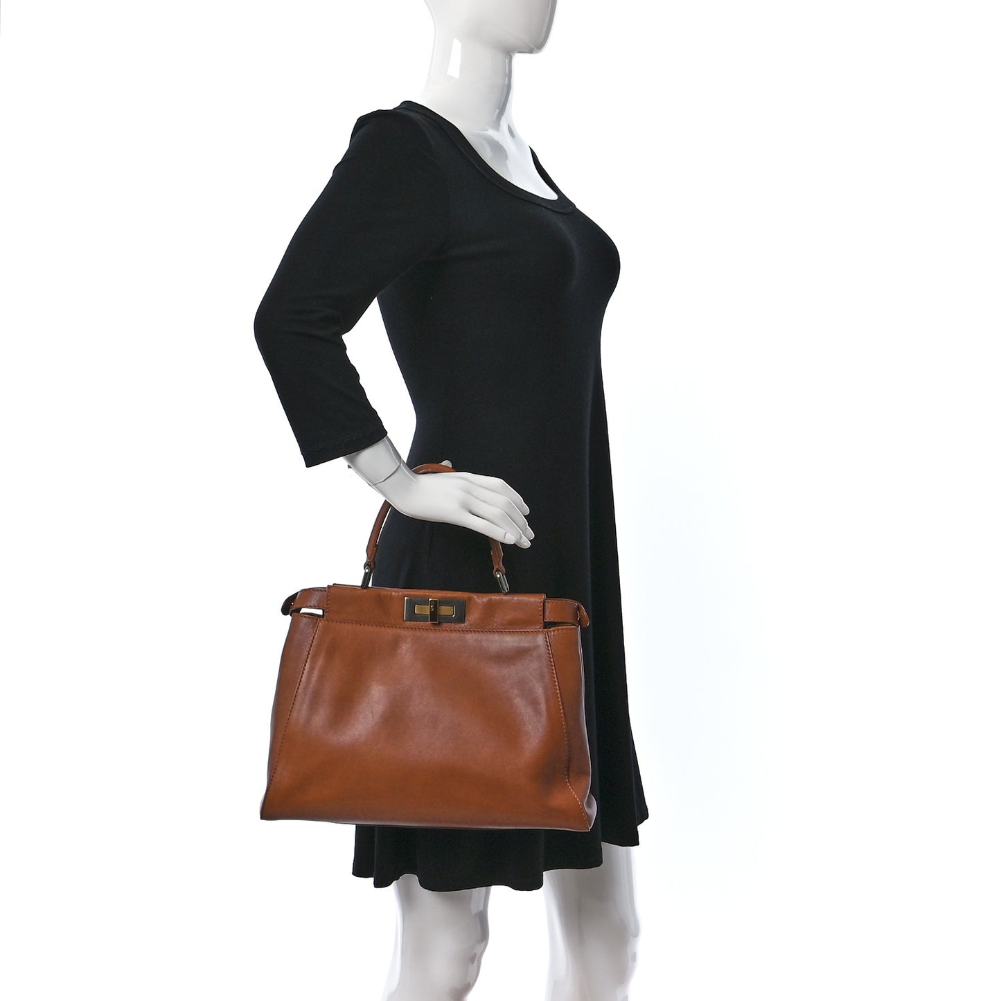 Vitello Suede Medium Peekaboo Iconic Satchel Cuoio Rame Moro