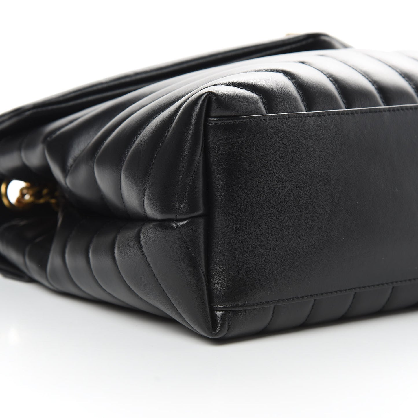 Calfskin Y Quilted Monogram Medium Loulou Chain Satchel Black