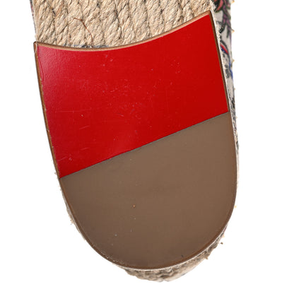 Christian Louboutin Canvas Loubi Jungle Print Ares Spikes Flat Espadrilles 41 Ivory Gold 8 of 15