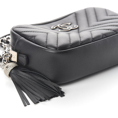 Chanel Calfskin Diagonal Chevron Quilted Tassel Camera Case Black 7 of 9