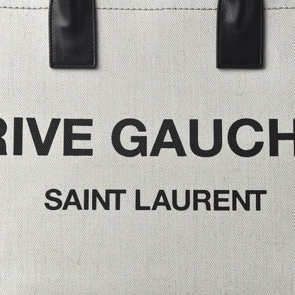 Saint Laurent Linen Calfskin Rive Gauche Tote Optic White 9 of 9