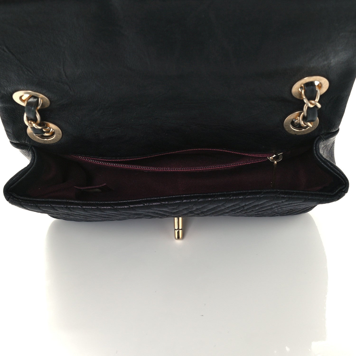 Chanel Wrinkled Lambskin Chevron Quilted Small Flap Black 5 of 12
