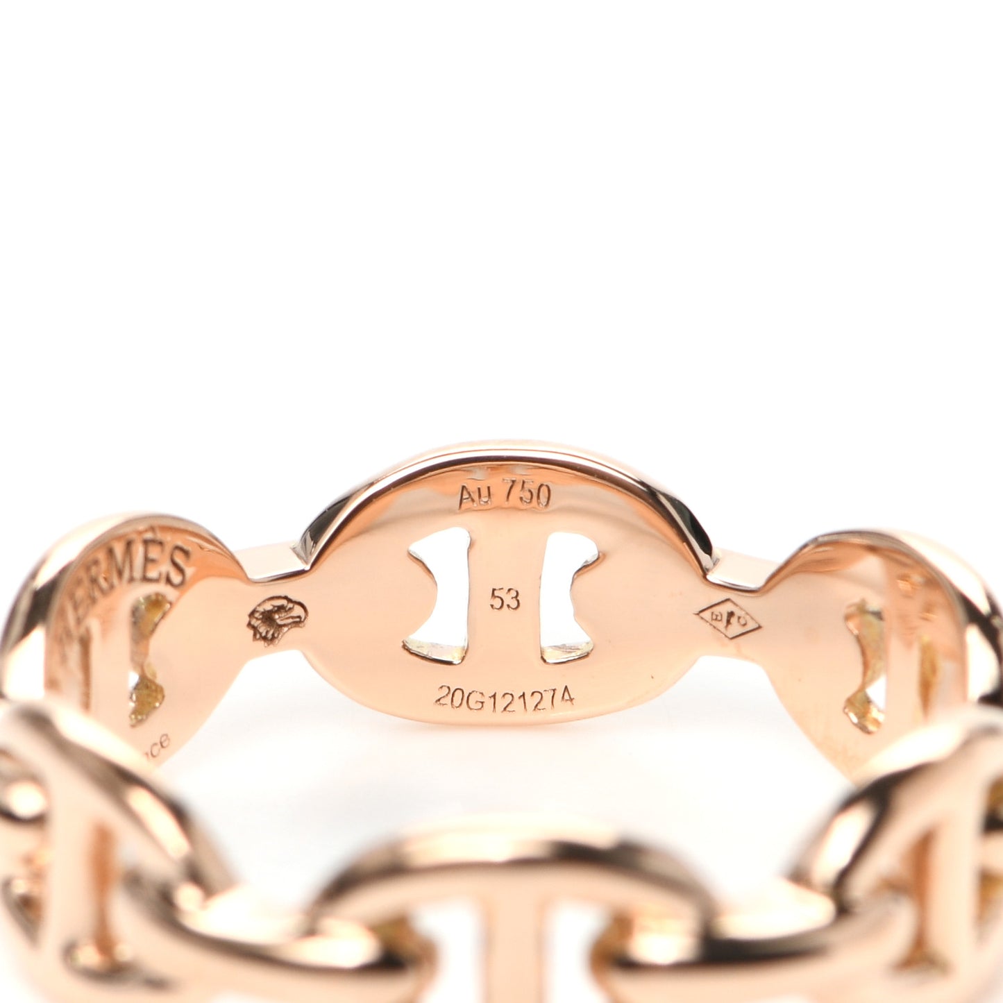 18K Rose Gold PM Chaine D'Ancre Enchainee Ring 53 6.25