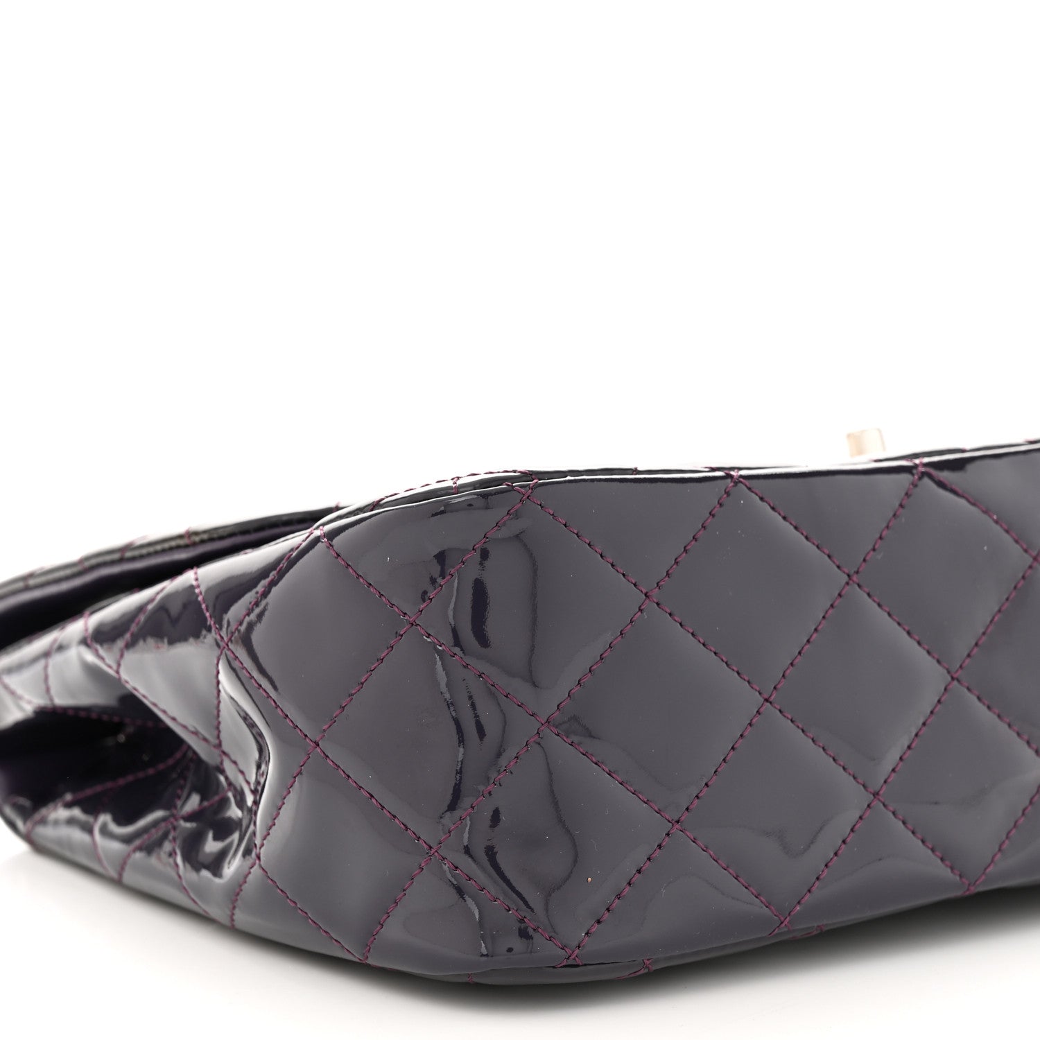 Chanel Patent Quilted Jumbo Single Flap Dark Purple 9 of 12