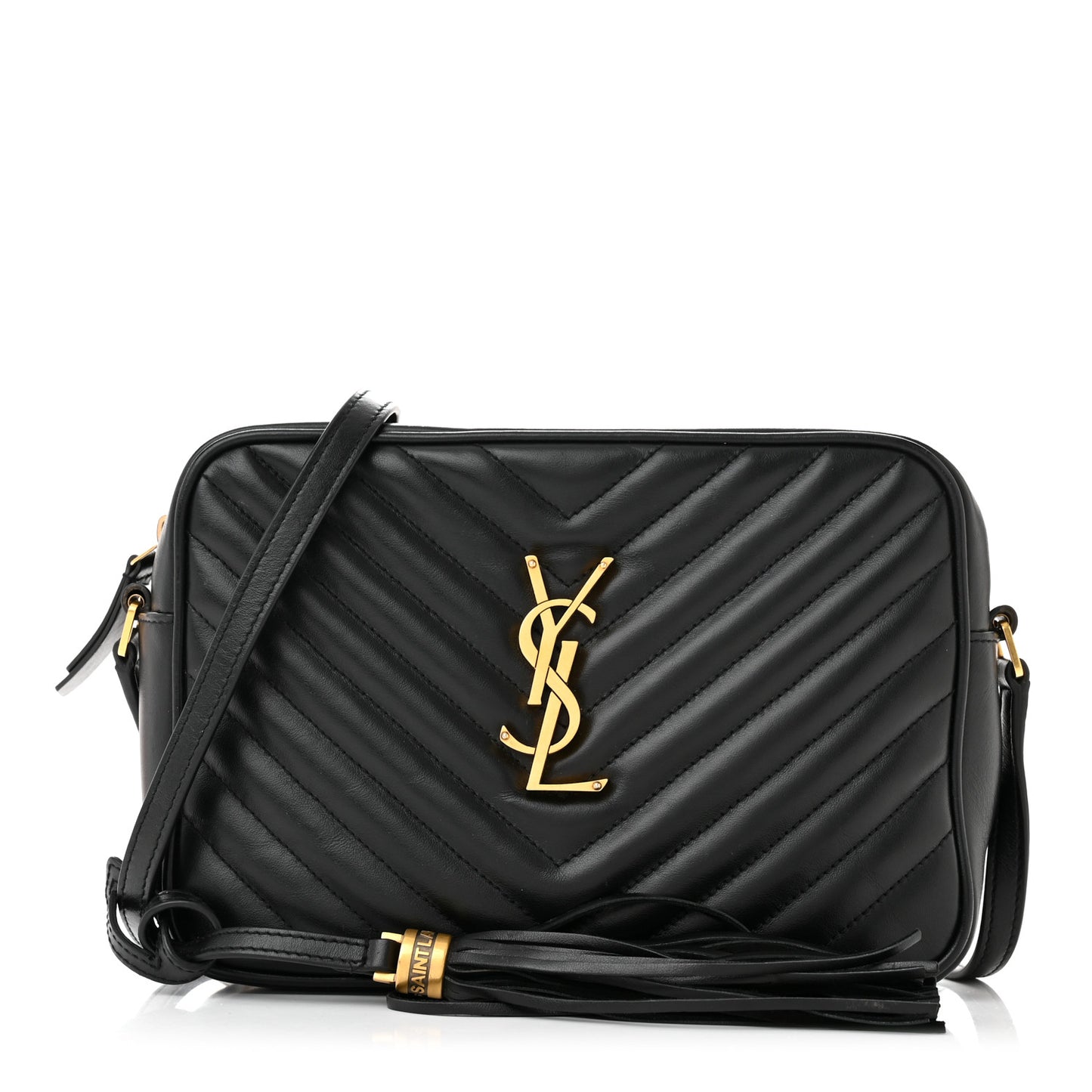 SAINT LAURENT Calfskin Matelasse Monogram Lou Camera Bag Black