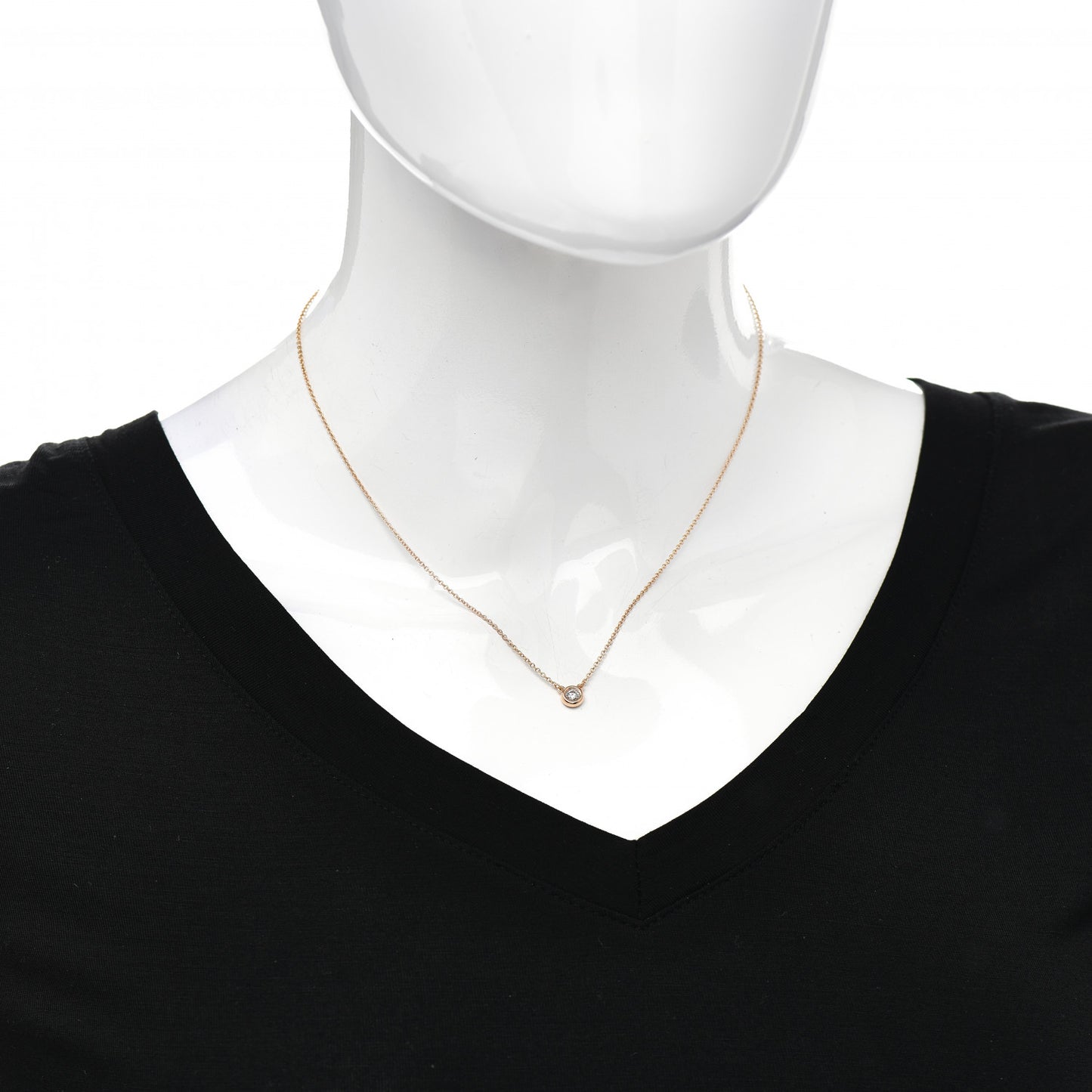 18K Rose Gold Diamond .14ct Elsa Peretti Diamonds by the Yard Pendant Necklace