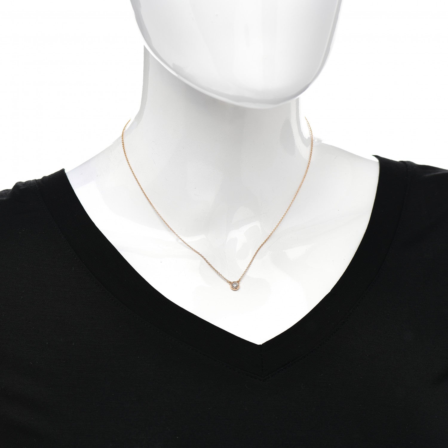 Tiffany 18K Rose Gold Diamond .14ct Elsa Peretti Diamonds by the Yard Pendant Necklace 2 of 4