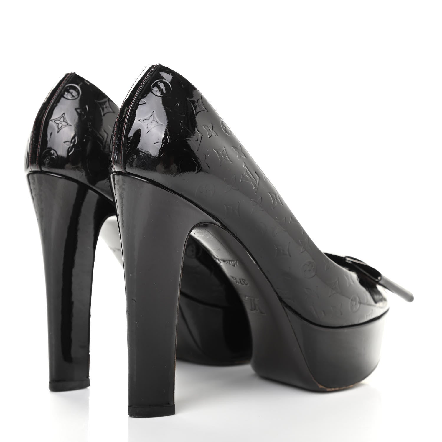 Louis Vuitton Vernis True Peep Toe Pumps 37.5 Amarante 4 of 19