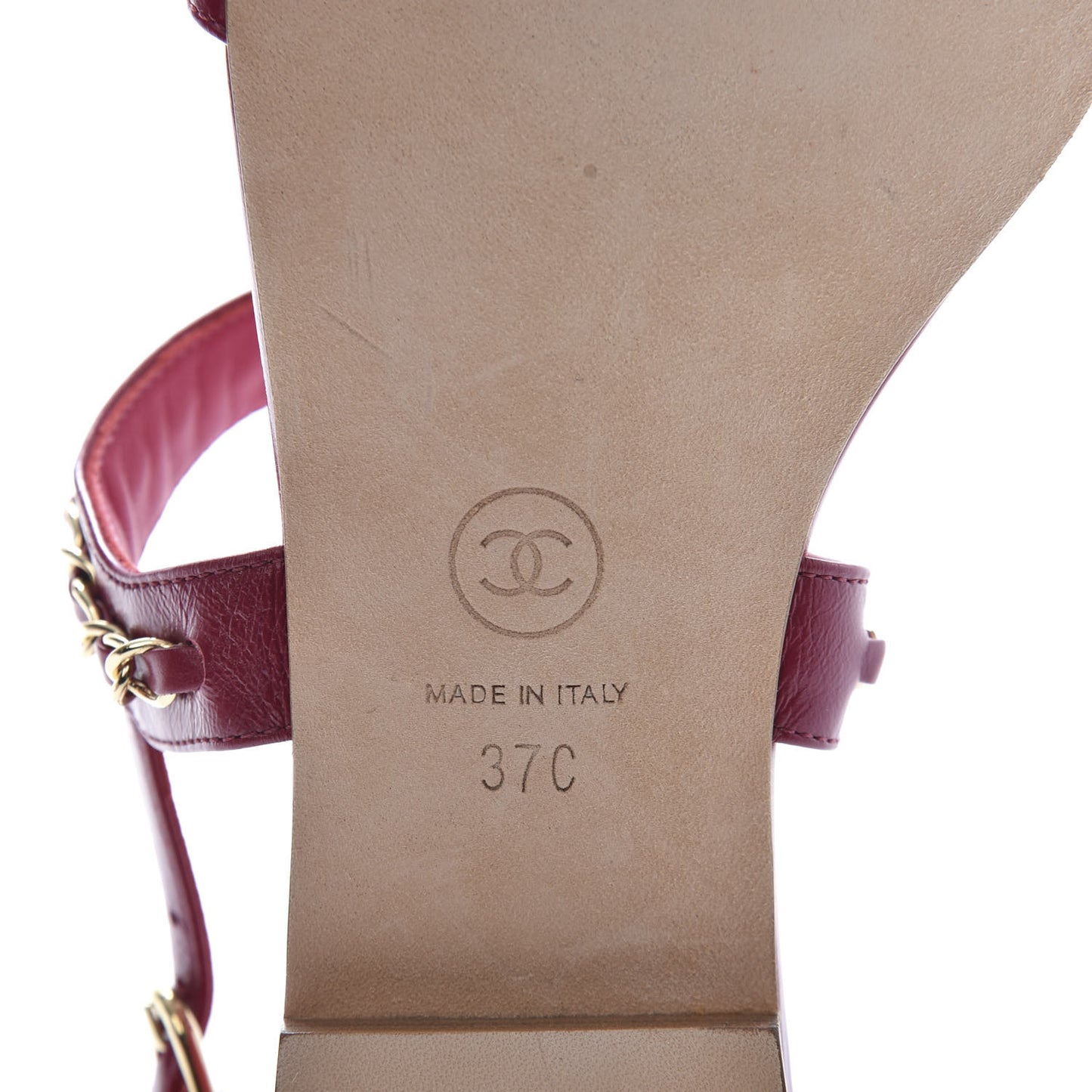 Calfskin Chain CC Sandals 37 Dark Pink