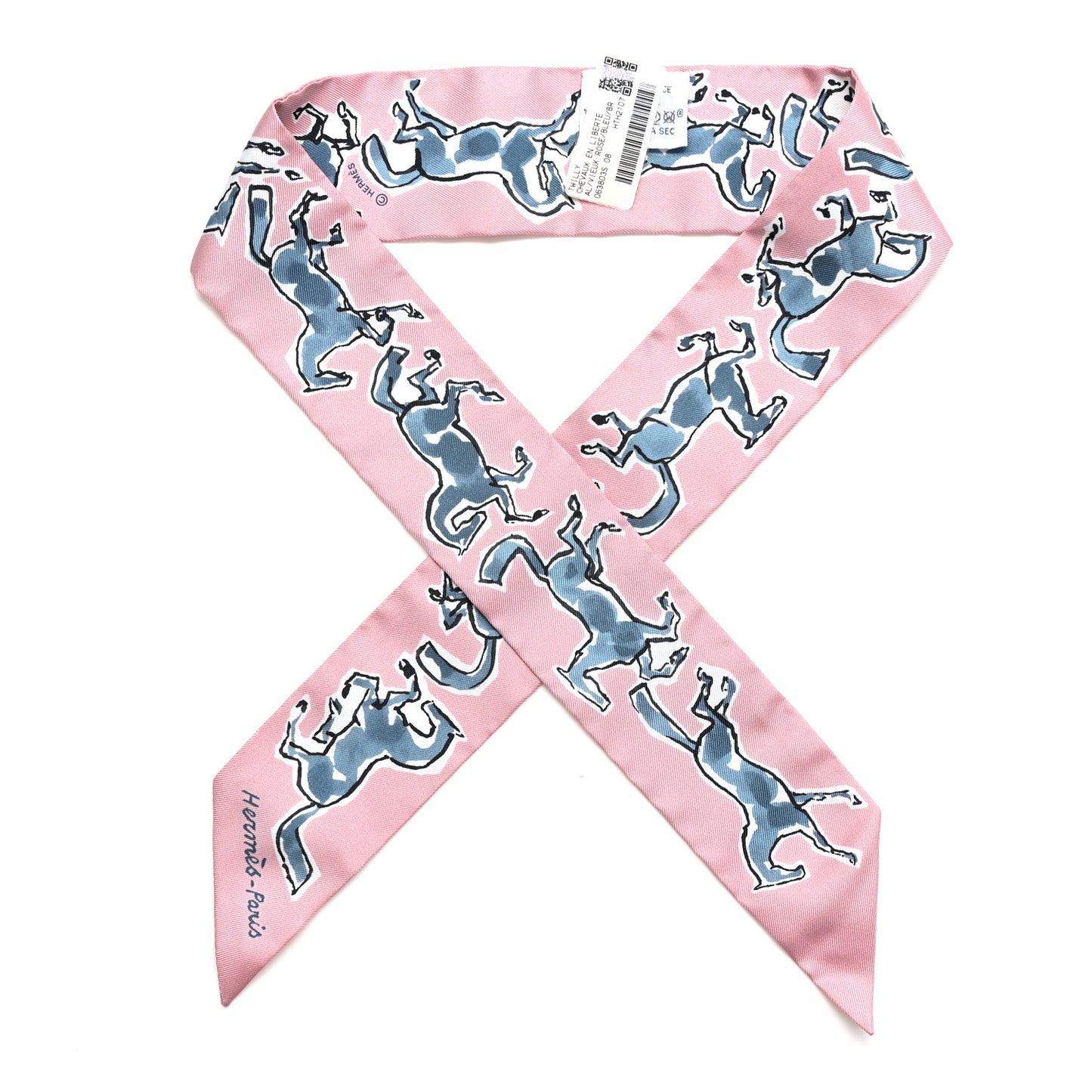 Silk Chevaux en Liberte Twilly Vieux Rose Bleu