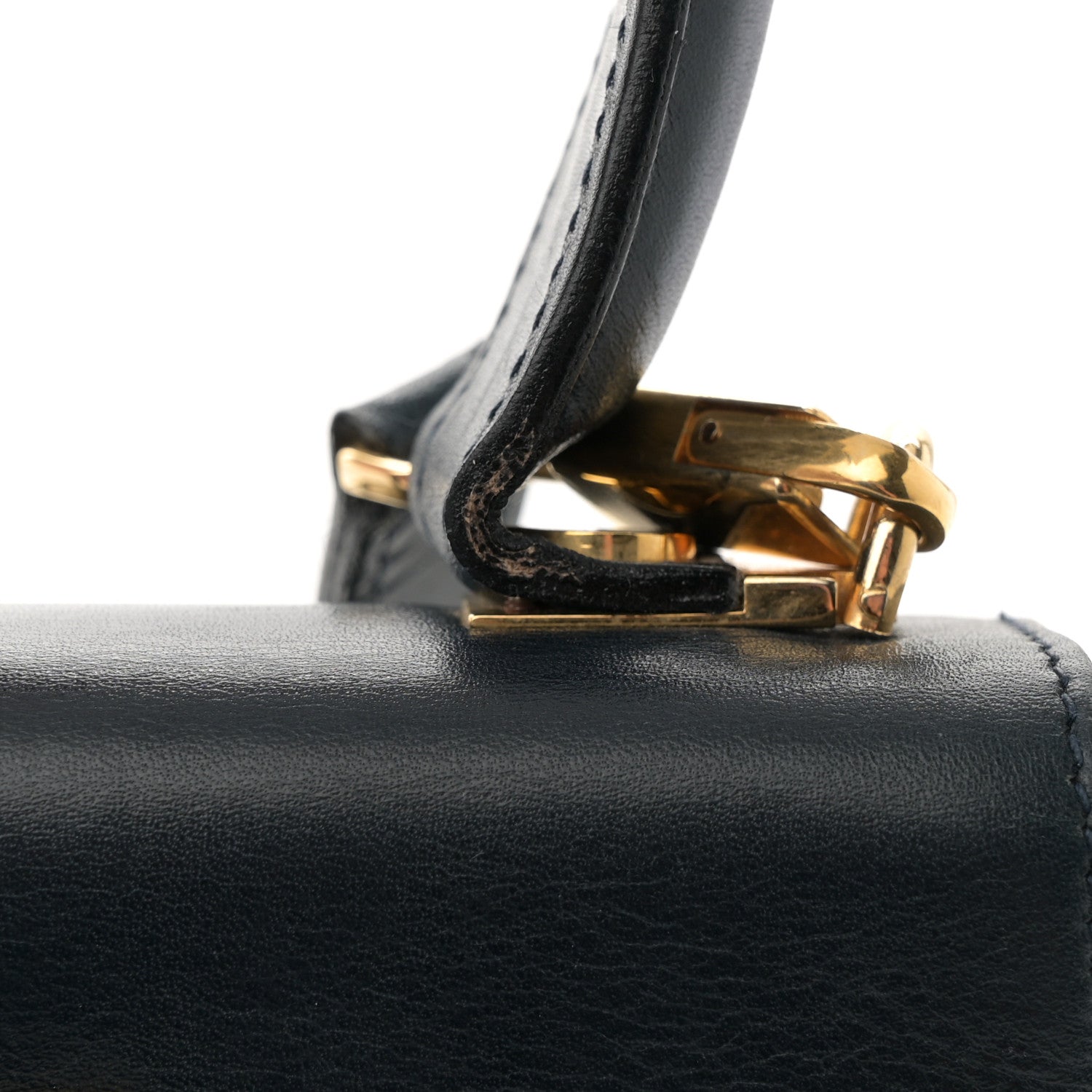 Salvatore Ferragamo Brushed Off Calfskin Small Iconic Top Handle Bag Navy 10 of 10