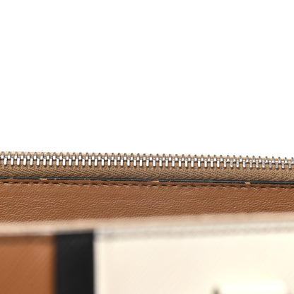 Prada Saffiano Baiadera Striped Medium Galleria Double Zip Tote Caramel Black White 9 of 10