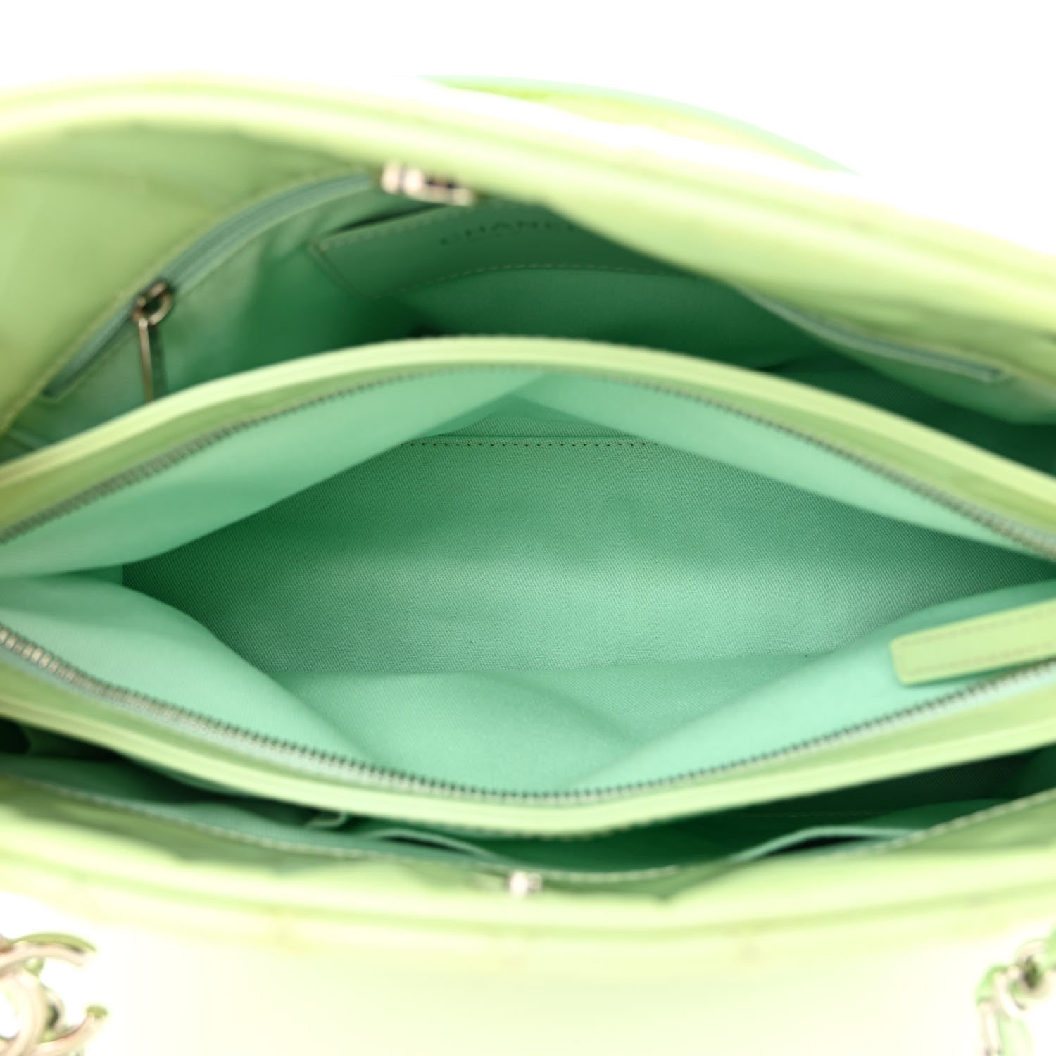 Chanel Patent Quilted Large Just Mademoiselle Bowling Bag Light Green 6 of 12